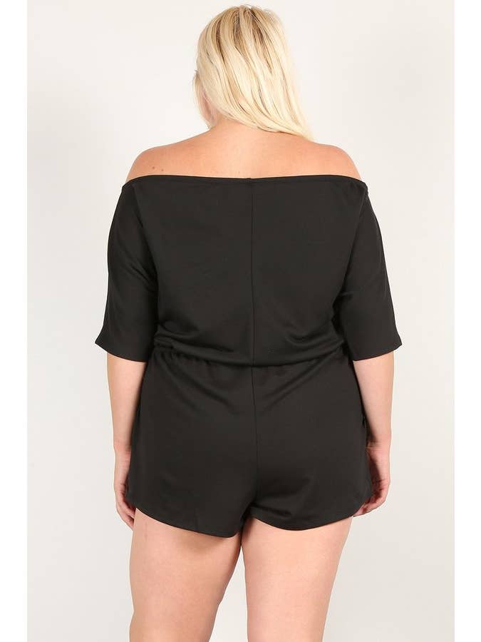 Haute Fox Plus Size & Contemporary - Wholesale Romper - Women's - Plus Size Off Shoulder Relaxed Romper - WG17094-2RP