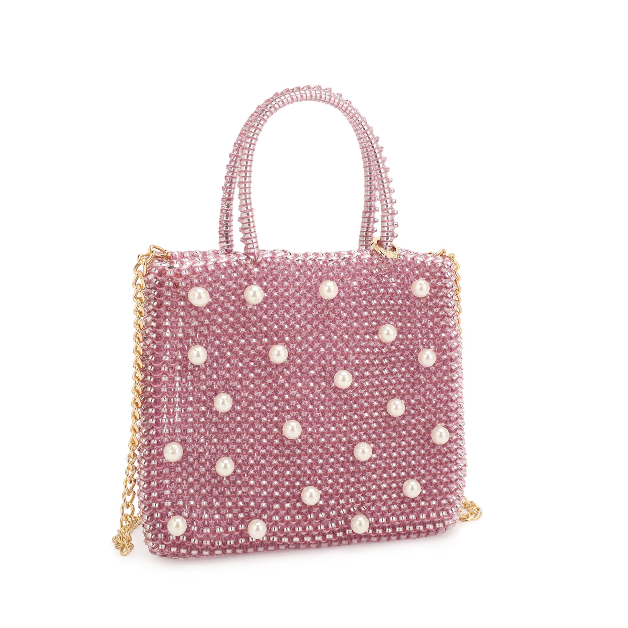 KAYLA+AVA - Wholesale Top Handle Bag - Women's - TRISHA PEARL EMBELLISHED HAND KNIT MINI BAG2