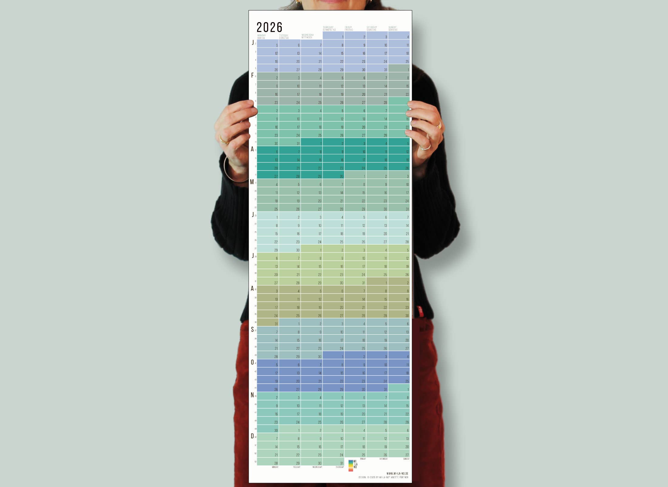 Wi-La-No - Wholesale Calendar - 2026 Wall Calendar "Pastel"1