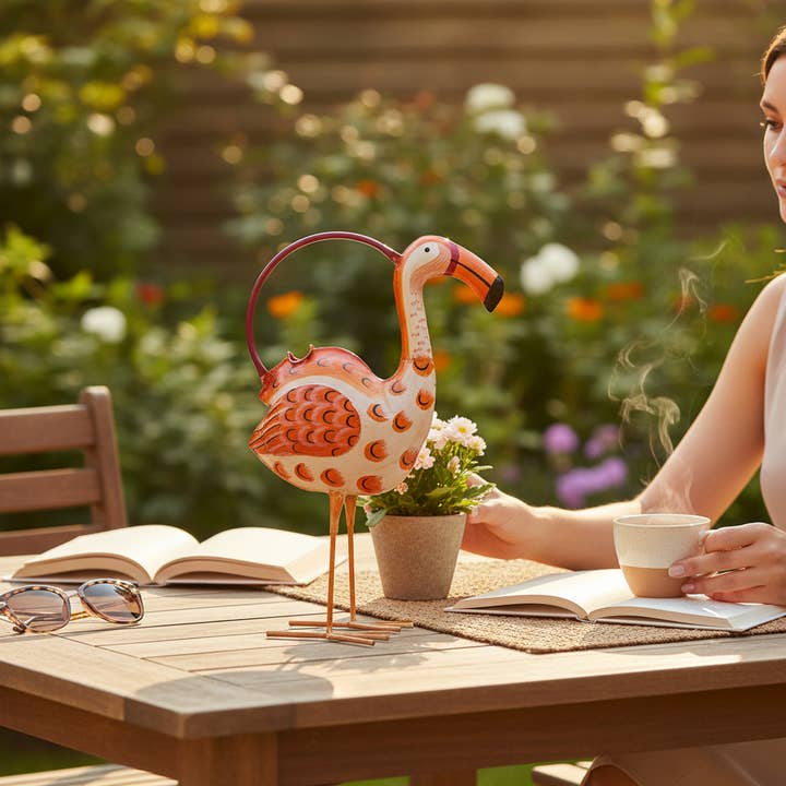 Wilco Home - Wholesale Watering Can - Fito Flamingo – Handmade Metal Standing Flamingo Water Can2
