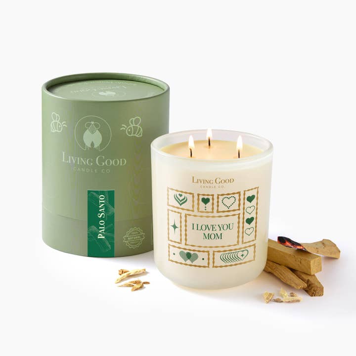 I LOVE YOU MOM CUSTOM LABEL CANDLE for wholesale by Living Good Candle Co.
