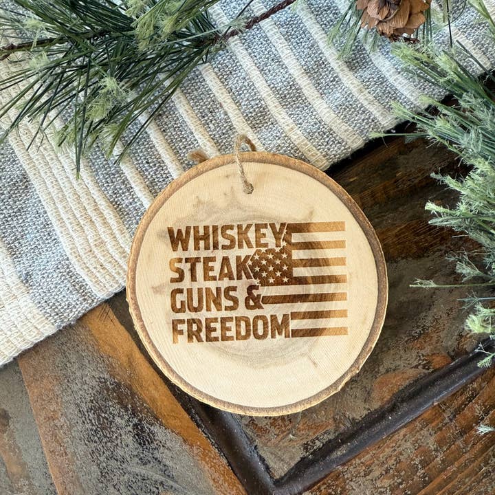 Parks Art Collection - Wholesale Ornament - Whiskey, Guns, Steak, and Freedom, Funny Christmas Ornament2