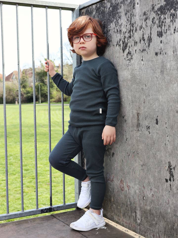 Pijama de 2 piezas unisex de canalé de pino para venta al por mayor de DreamBuy