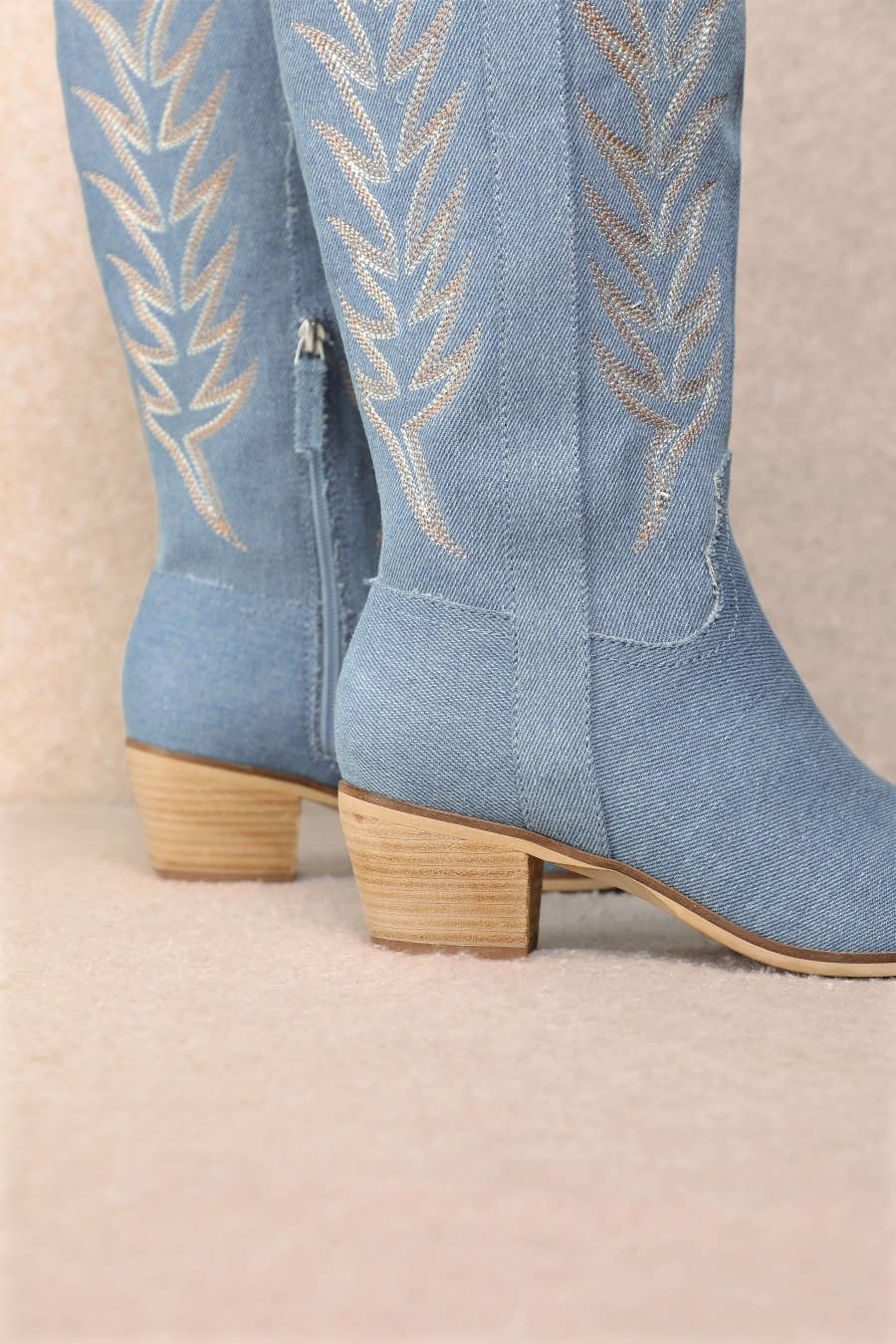 CCOCCI - Vente Bottes de cowboy – femme - Bottes western hautes en suède synthétique avec broderie9