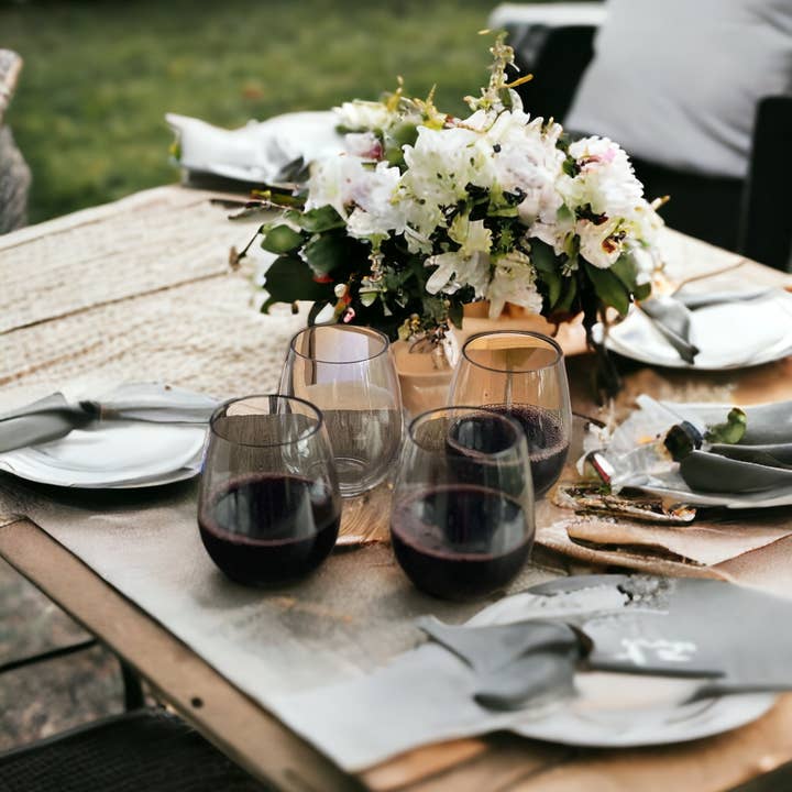 HomeRoots - Wholesale Wine Glass - Set of Four Clear Tritan Plastic Stemless Wine Glasses1