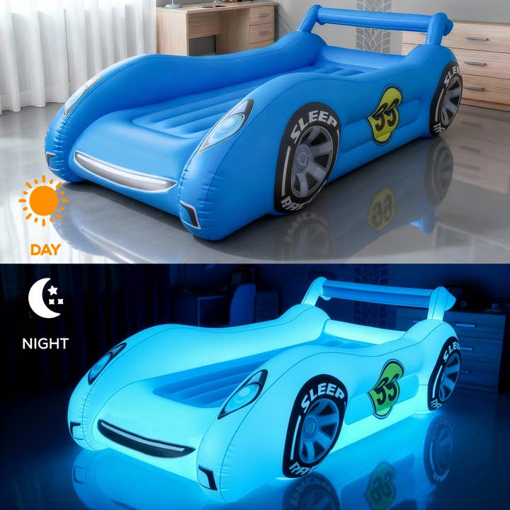 Lit gonflable voiture de course de rêve - Bleu Âges 3 à 12 pour la vente par PoolCandy