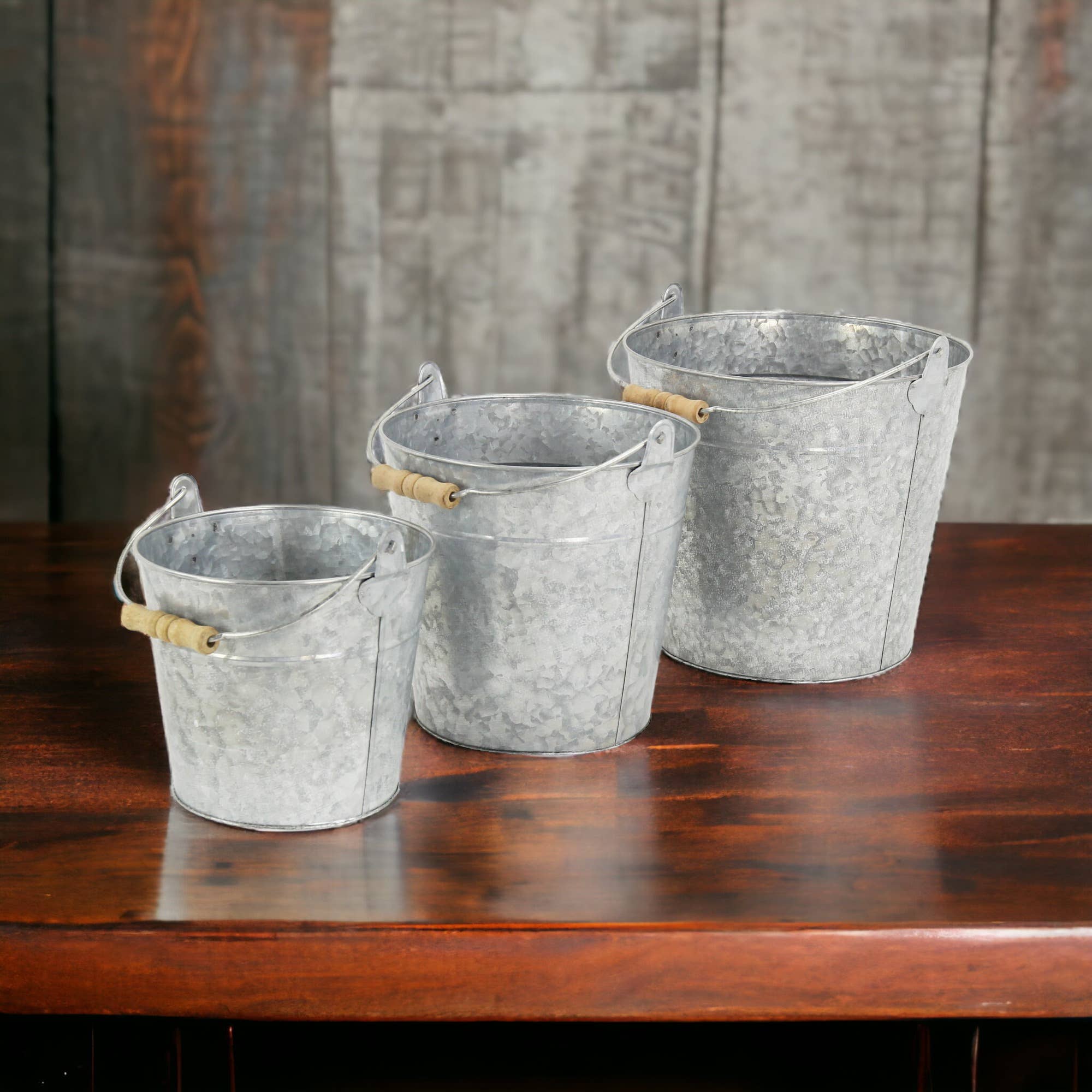 Cheungs Home Decor - Wholesale Bucket/Pail - Pina Set of 3 Galvanized Metal Buckets7