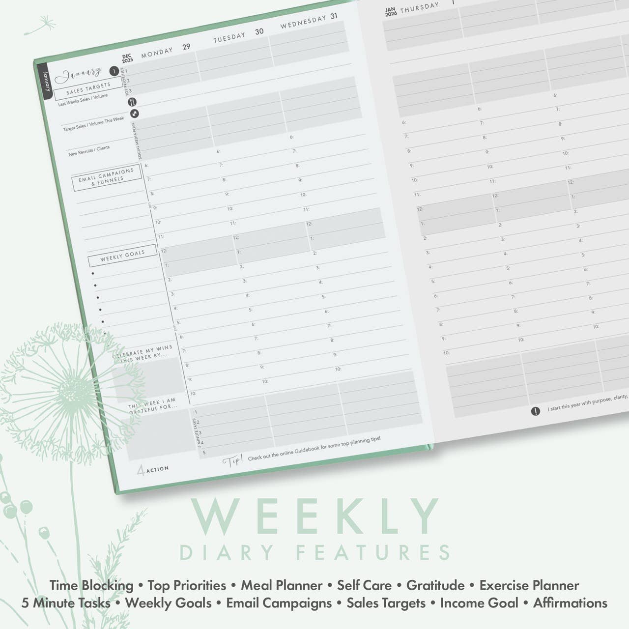 Perfect Planner Company – Agenda por atacado – Planeador de Negócios e Estilo de Vida 2026 - Menta7