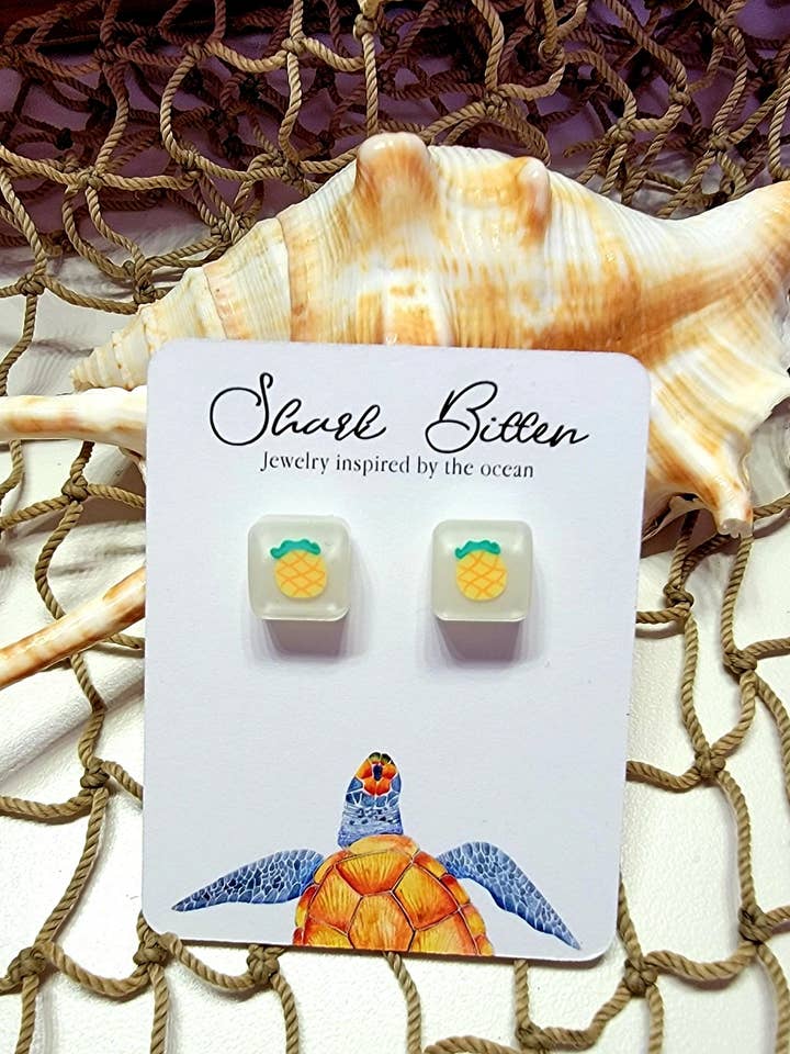 Glow in the Dark Pineapple Earrings for wholesale by Shark Bitten