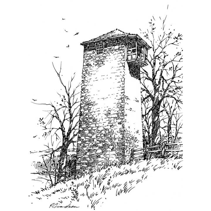 Shot Tower - Ink Sketch for wholesale by Peter Giraudeau
