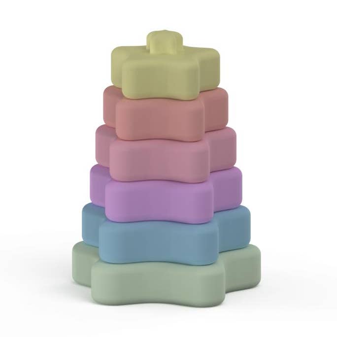 Silicone Stacking Tower - Star Pastel for wholesale by Zebra Babies