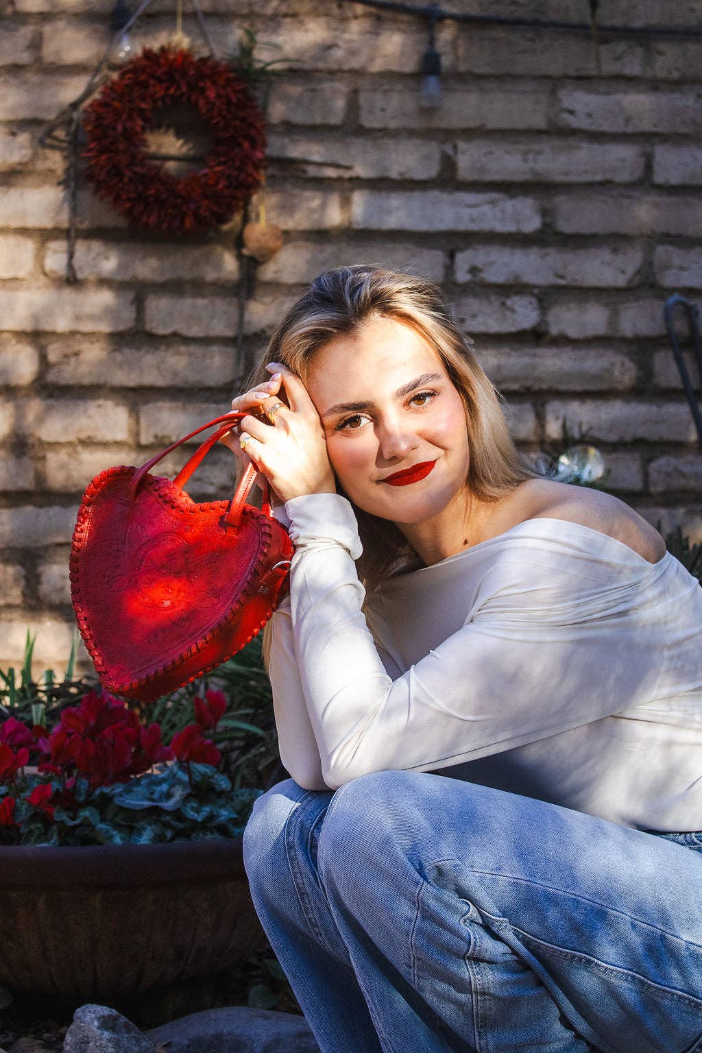 Adela Artisan Made LLC - Wholesale Crossbody Bag - Women's - Red Heart Leather Purse20