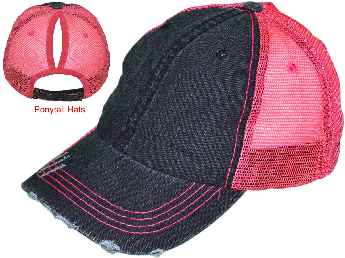 Buck Wholesale – wholesale Ponytail cap – Women’s – Ponytail Trucker Hats - Women Low Profile Vintage4
