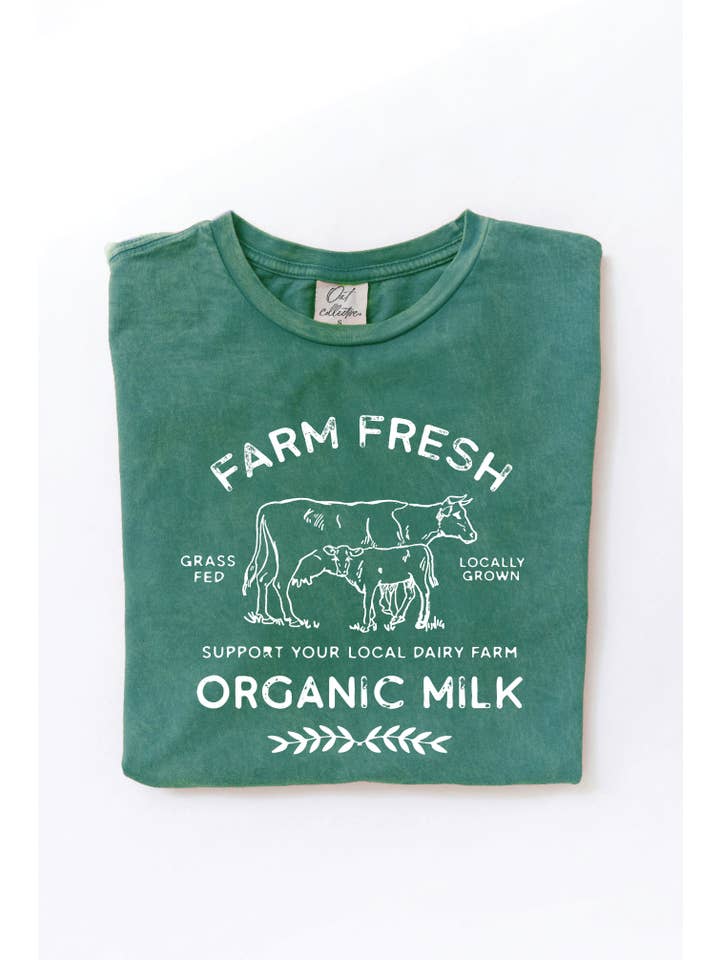 OAT COLLECTIVE - Wholesale Screen printed t-shirt – Women′s - FARM FRESH ORGANIC MILK Mineral Graphic Top11