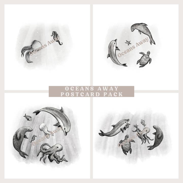 Oceans Away postcard pack for wholesale by Eco-Able Ltd