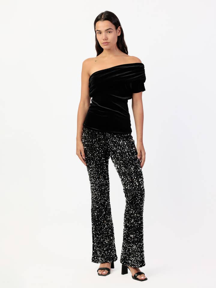 ADMAS Top Asimétrico Velour and Lace Para Mujer para venta al por mayor de ADMAS