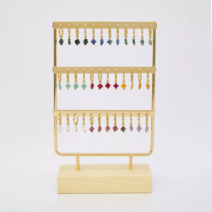 PR008 Clover Stone Earrings Display for wholesale by By Sookay