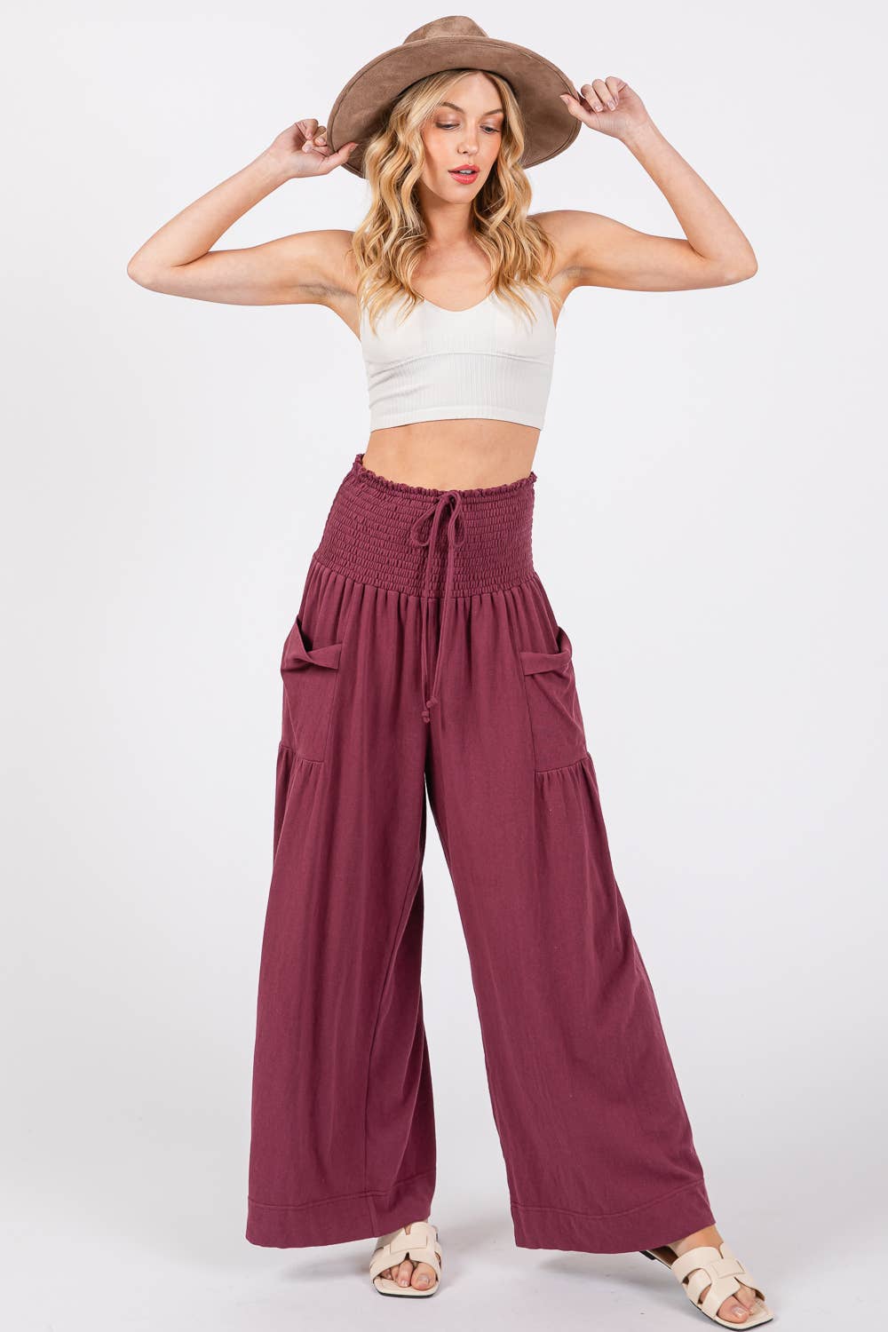 Sage + Fig - Vente Pantalon – femme - PANTALON LARGE DÉCONTRACTÉ À SMOCK (SP7105)13