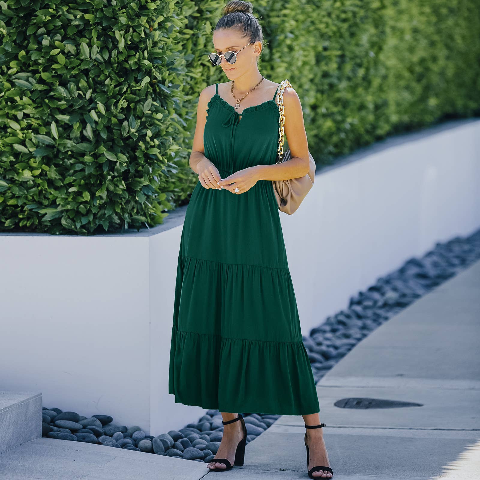 ePretty - Vente Robe – femme - SZ2-DR13007 Robe midi sans manches à volants2