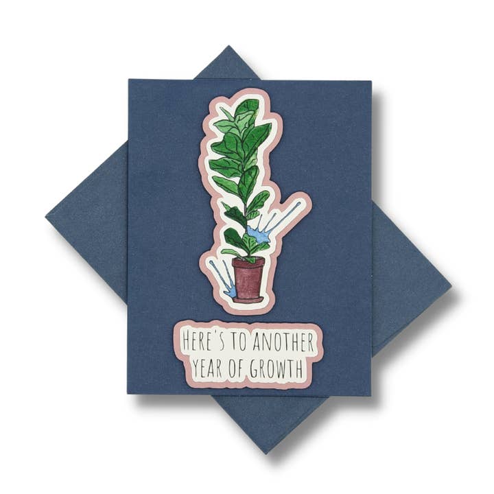 "Here's to another year of growth" | Fiddle Leaf Fig A2 Card and other Purchase Wholesale sciarpe e cappelli. Free Returns & Net 60 Terms on Faire trending on Faire.