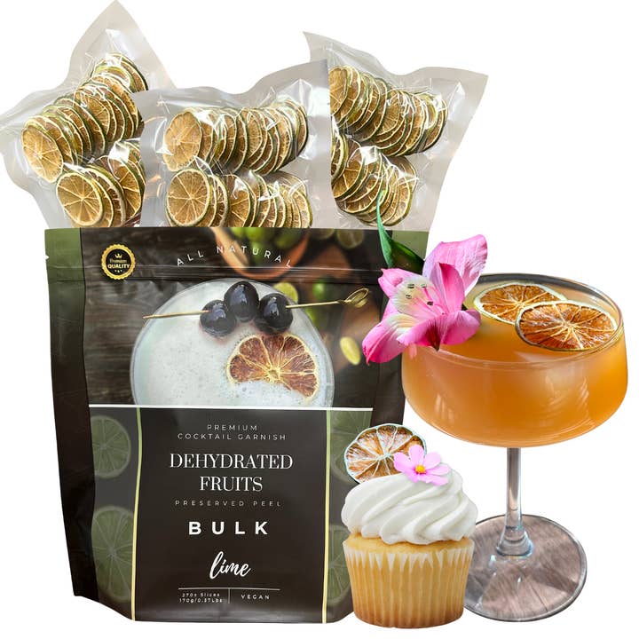 PRESERVED PEEL - Wholesale Dried/Dehydrated Fruit - Dehydrated Lime Slices – BULK SIZE | 270± Slices | DRIED FRUITS for Cocktail Garnish & More