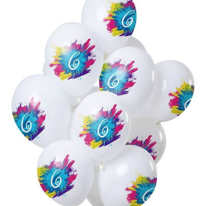 12 x nummer 6 färgstänkballonger - 30cm för wholesale av Folat