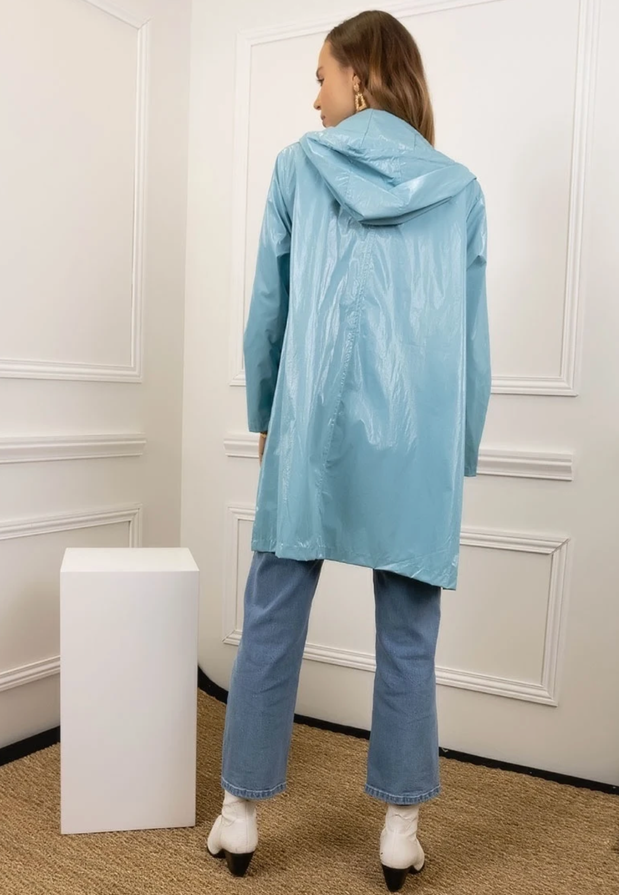 Escandelle Paris – Capa de chuva - Mulher por atacado – Parka encerada longa, Corta-vento impermeável leve5