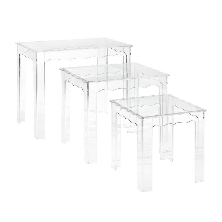 Jacobs Nesting Table - Set of 3 Square Clear for wholesale by Atlas Lighting and Home