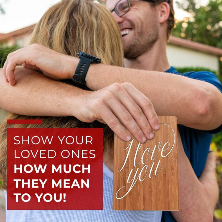 Heartspace Cards - Vente Cartes de Saint-Valentin - Cartes de Saint-Valentin en bambou faites à la main | I Love You Cursive3