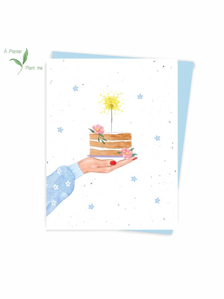 Gâteau de fête, Carte ensemencée à planter pour la vente par Hobeika Art