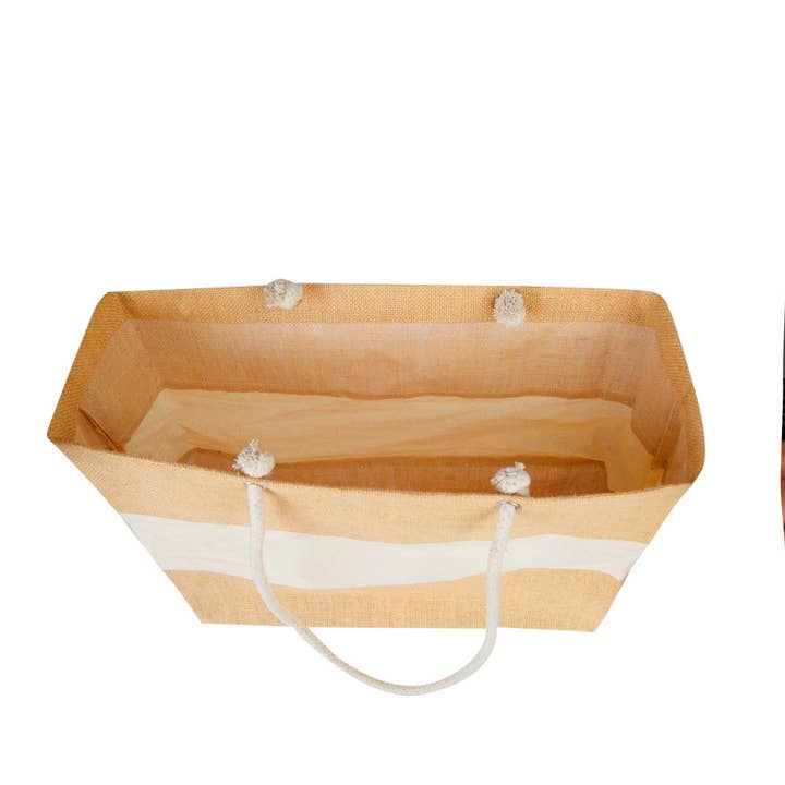 ecojutebags - Wholesale Grocery/shopping bag - Eco-Friendly Jute Tote with White Canvas Panel & Rope Handle8