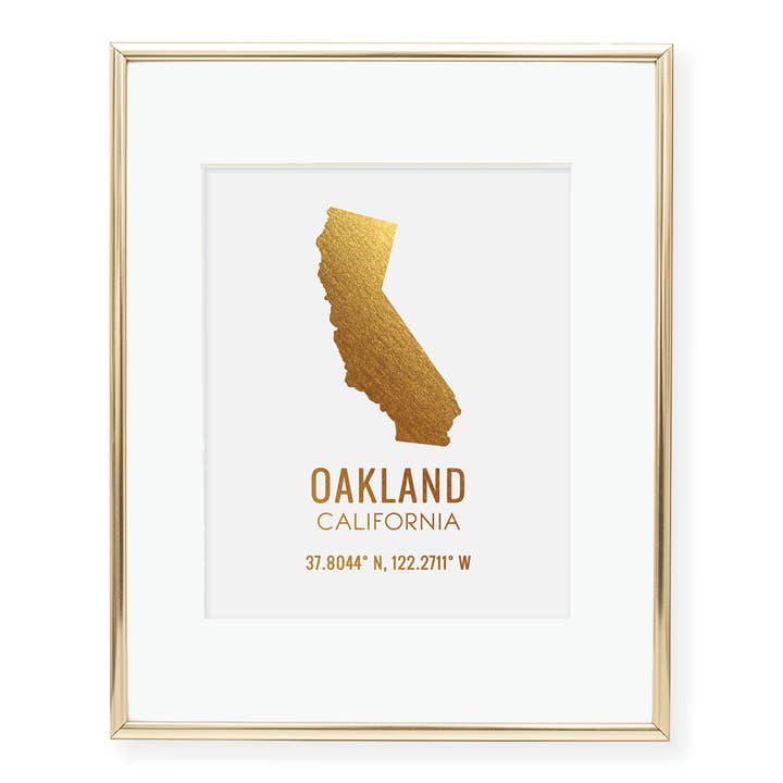 Oakland, CA Foil Art Print, goud zilver of roségoud verijdeld voor wholesale door Digibuddha