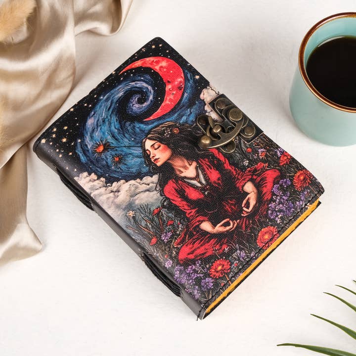 Leren Dagboek Leeg Vintage Notitieboek met Meditatieprint voor wholesale door R K Handicrafts and Exporters