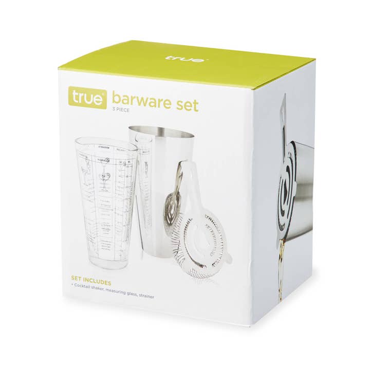 True Brands - Wholesale Bar Tool - Glass & Stainless Steel Essentials Barware Set - Set Of 31