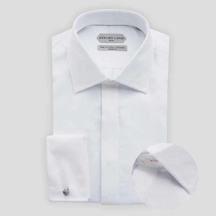 Il Fiume Twill | Cotone Doppio Tessuto | Polsino alla Francese | Bianco per la vendita all'ingrosso da parte di Steven Land