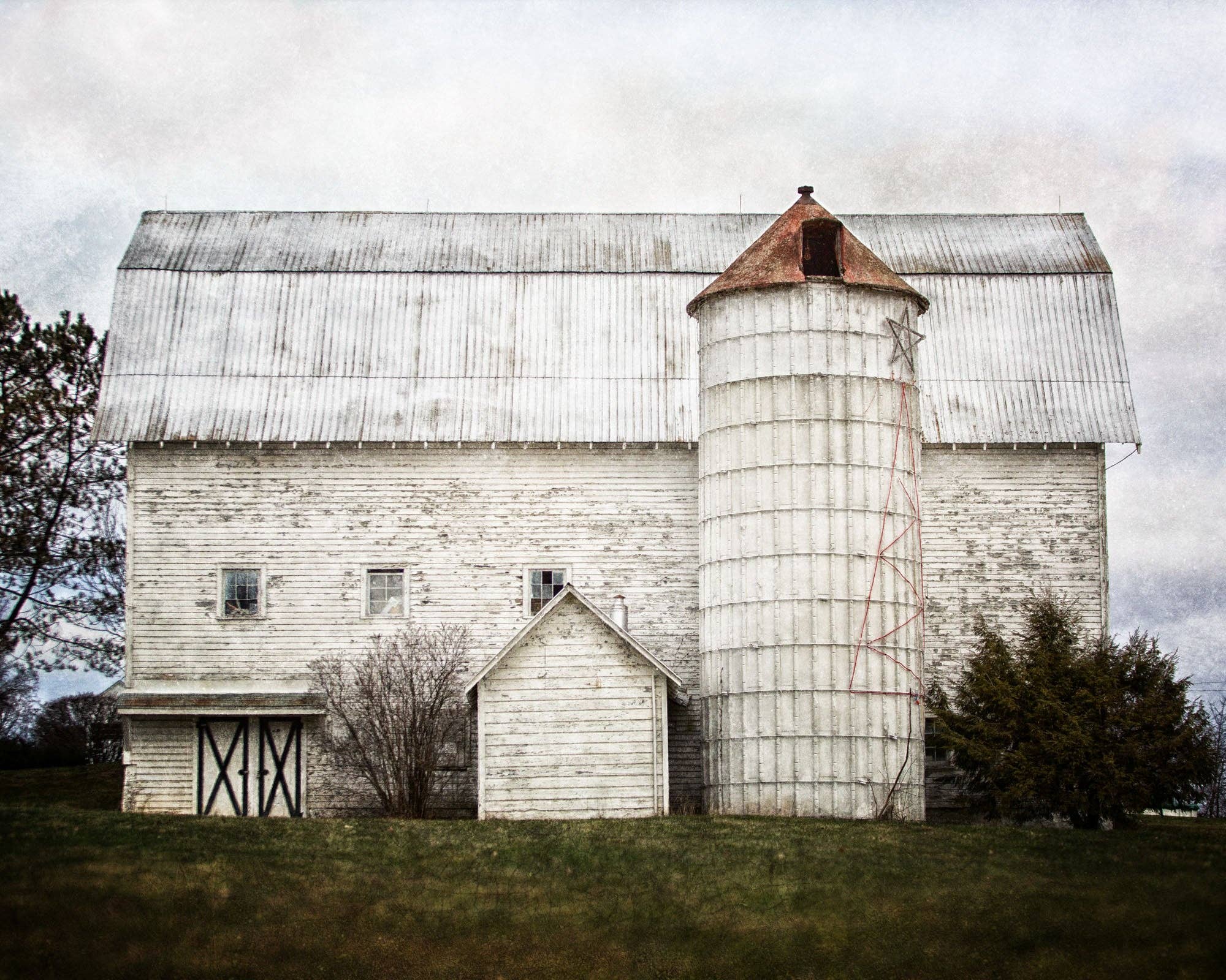 Lisa Russo Fine Art - Wholesale Art Print - Holiday Barn Wall Art Print | White & Green | Farmhouse 1