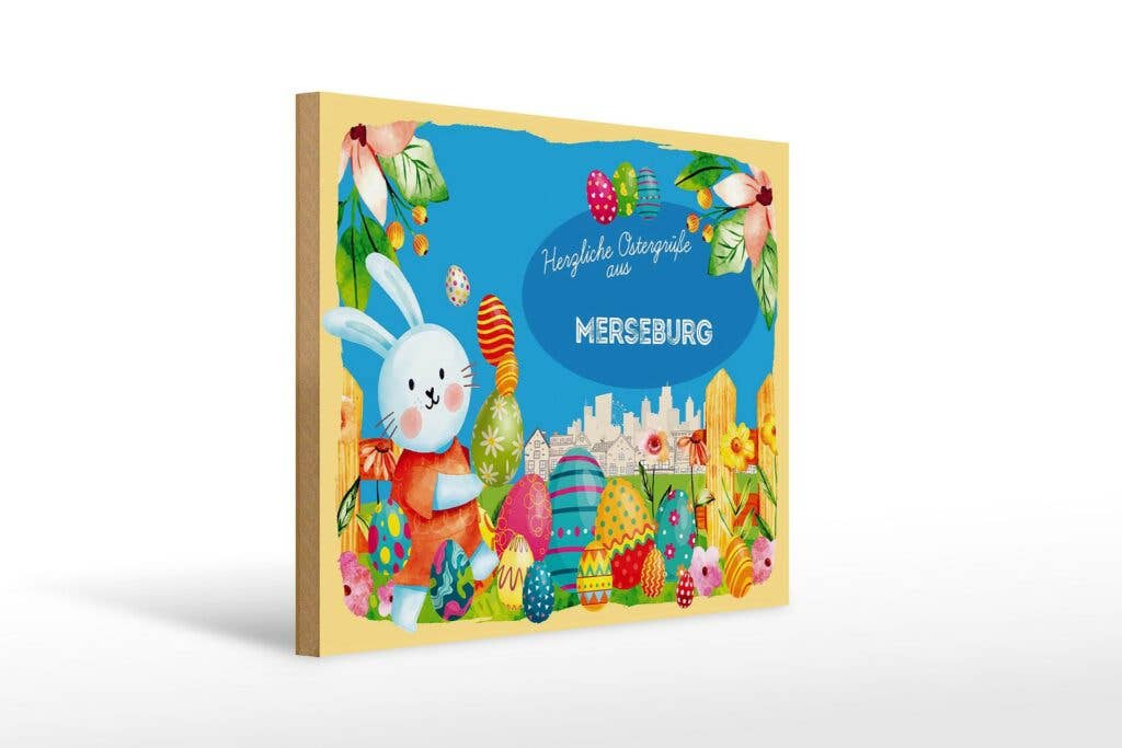 Femer - Wholesale Sign - Merseburg wooden Easter greetings 40 x 30 cm gift decoration
