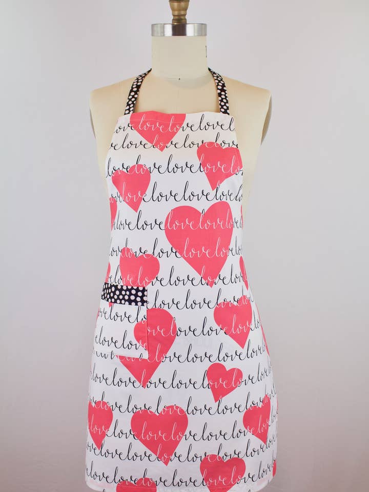 Avental adulto estilo chef Love Heart por atacado de The Blue Peony