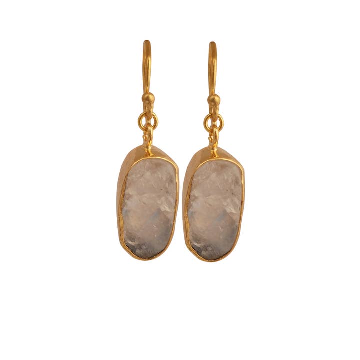 El Joyero - Wholesale Dangle Earrings - Rainbow Moonstone Hook Earring Rough June Birthstone Earring1