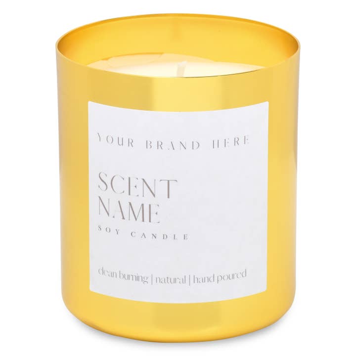 River Birch Candles - Wholesale Jar/filled candle - 13 oz Unlabeled Yellow Gold Metal Tumbler-Soy Candle-Private5