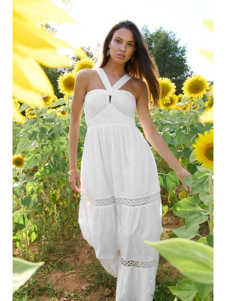 Piti Cuiti - Wholesale Jurk - Dames - SICILIA WITTE LANGE HALTERJURK