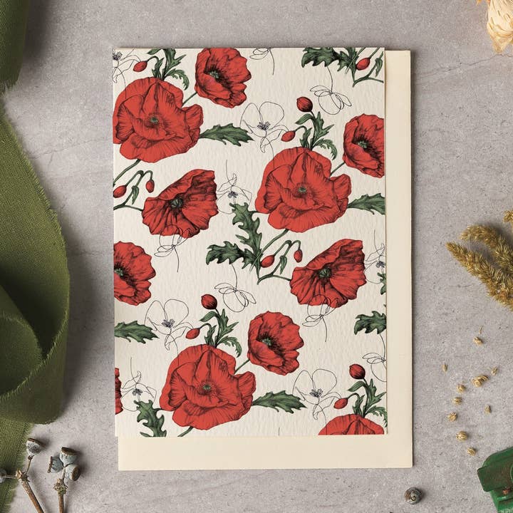 Carte vierge Poppy Repeat pour la vente par byOliviaBell