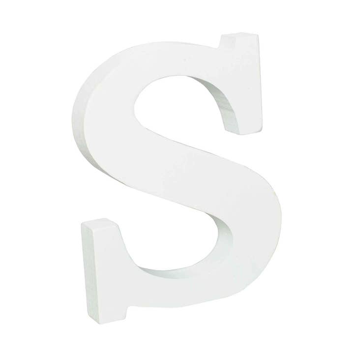 Panneau en bois blanc en forme de lettre « S » pour la vente par Portofino International Trading, USA