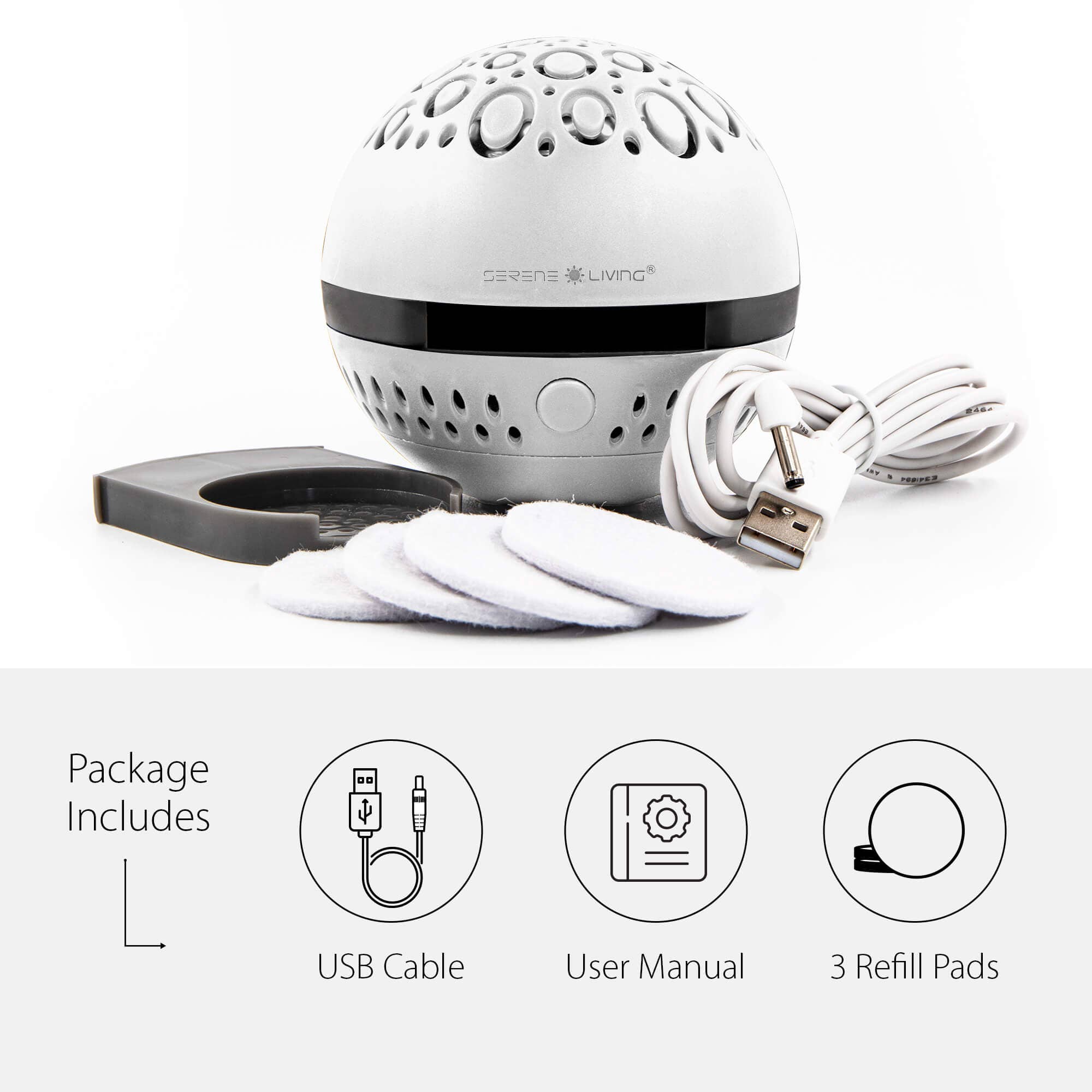 Greenair Inc. - Vente Diffuseur électronique - Diffuseur passif sans eau Aromasphere alimenté par USB/batterie2