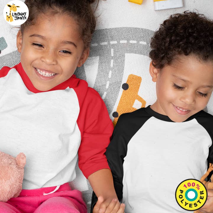 Laughing Giraffe – wholesale T-shirt – Kids – Toddler & Kids Raglan Polyester Baseball Shirt Mix & Match