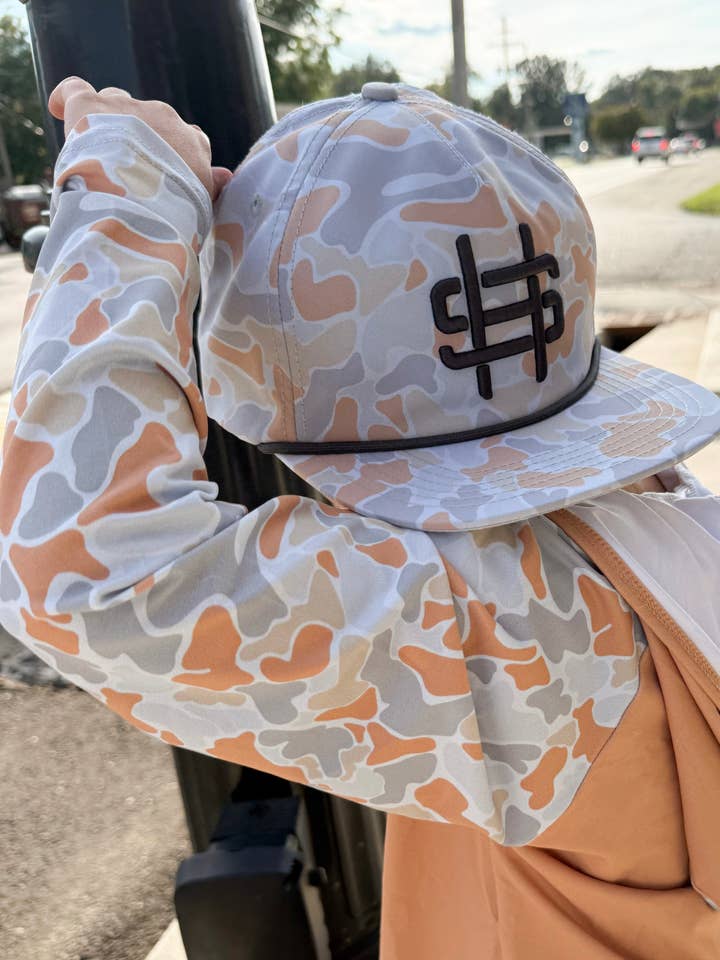 SH Peach & Grey Snapback for wholesale by Southern Hyde Co.