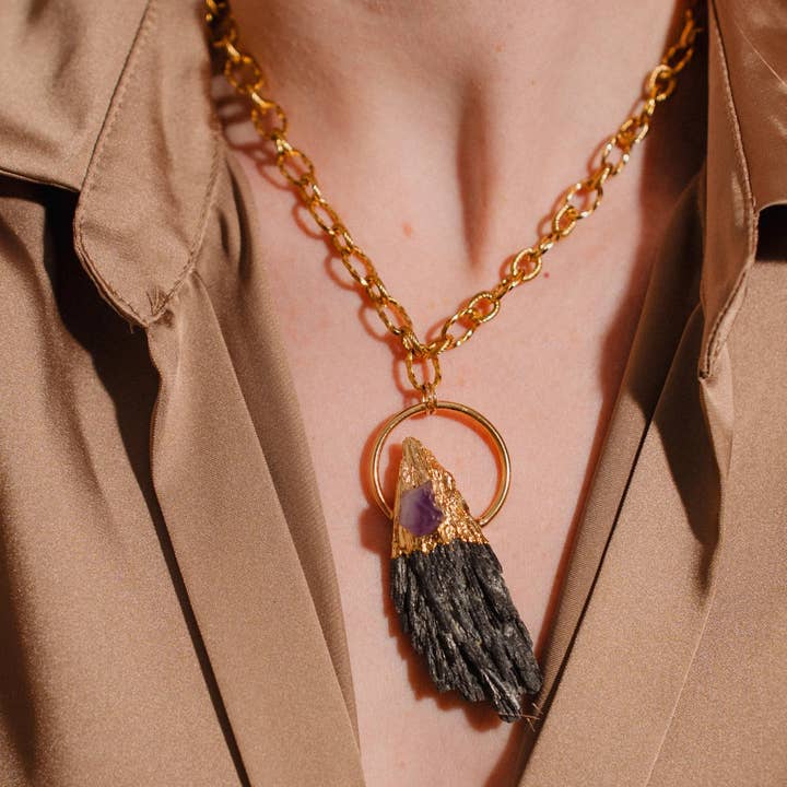 PHOEBE´S - Wholesale Pendant/Charm Necklace - Collar de Turmalina Negra de Piedra Natural Negra