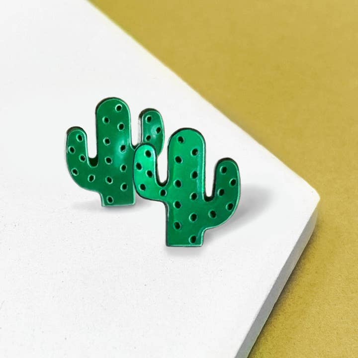 Boucles d'oreilles Cactus Métallique pour la vente par Vic Tac Toe