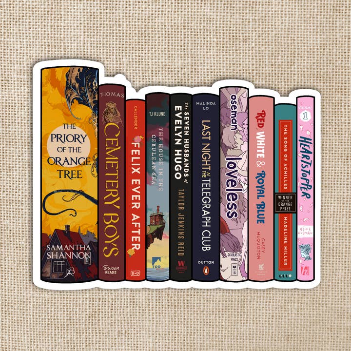 LGBTQ+ Bestseller Book Stack 3-inch Sticker for wholesale by Kingdom of Threads