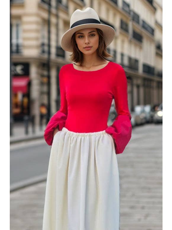 ROJO TOP CON MANGAS BETTY BUBBLE (ROJO/ROJO) -VT3368 de venta al por mayor en Faire1